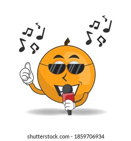 The Orange mascot character is singing. vector illustration