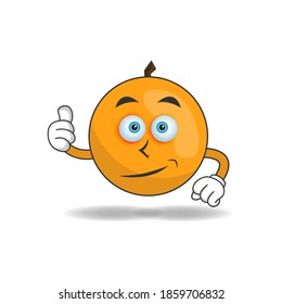 Orange mascot character with thumbs up bring. vector illustration