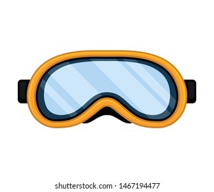 Orange mask for swimming. Vector illustration on white background.