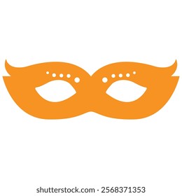 Orange masquerade mask with decorative circular cutouts above the eye holes, used for costume parties and theatrical performances.