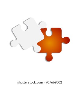 Orange Material Design Puzzles Pieces. Puzzle elements