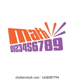 orange math and purple numbers. math and 0-9 numbers concept