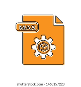 Orange MAX file document. Download max button icon isolated on white background. MAX file symbol.  Vector Illustration