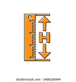 Orange The measuring height and length icon isolated on white background. Ruler, straightedge, scale symbol.  Vector Illustration