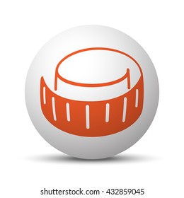 Orange Measuring Tape icon on white ball