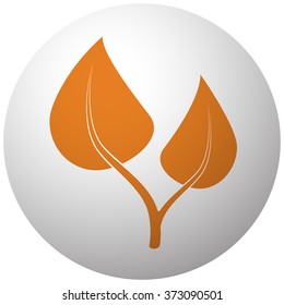 Orange Medical Herbs icon on sphere isolated on white background