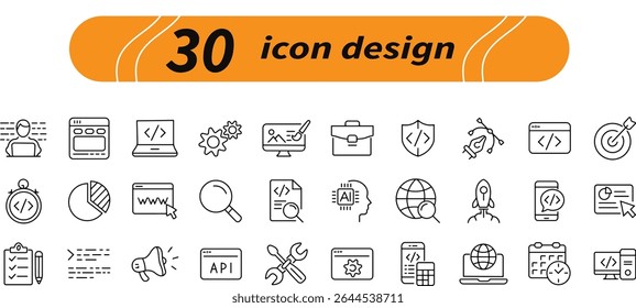 Orange medical web icon set in vector style for business and technology design