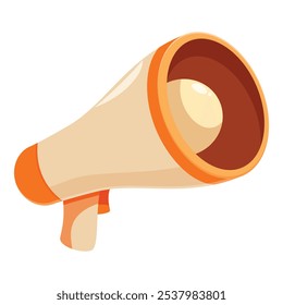 Orange megaphone announcing big news on white background