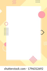 Orange memphis style in A4 Scale. Abstract creative background. Template for advertising with copy space for text. Modern graphic design illustration.