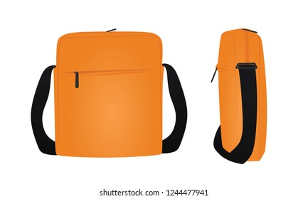Orange men handbag. vector illustration