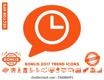 Orange Message Time pictograph with bonus 2017 year trend pictograph collection. Vector illustration style is flat iconic symbols, white background.