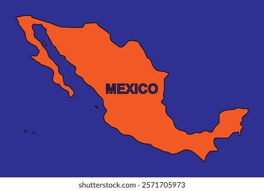 orange mexico map vector illustration