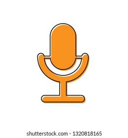 Orange Microphone icon isolated on white background. On air radio mic microphone. Speaker sign. Vector Illustration
