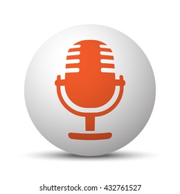 Orange Microphone icon on white ball