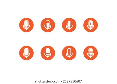 Orange microphone icon set design or microphone icon collection