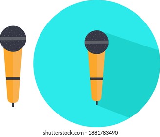 Micrófono naranja, ilustración, vector sobre fondo blanco.