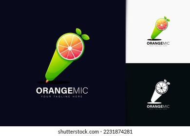 Orange microphone logo design with gradient