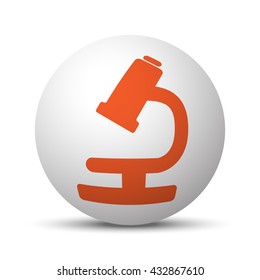 Orange Microscope icon on white ball