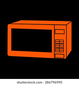 Orange microwave icon. kitchen equipment on a black background