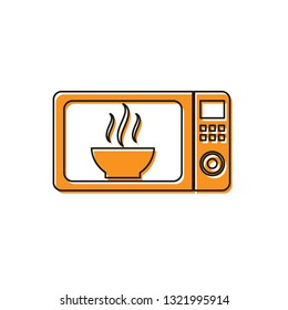 Orange Microwave oven icon isolated on white background. Home appliances icon.Vector Illustration