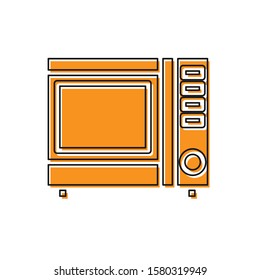 Orange Microwave oven icon isolated on white background. Home appliances icon.  Vector Illustration