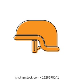 Orange Military helmet icon isolated on white background. Army hat symbol of defense and protect. Protective hat.  Vector Illustration