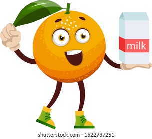 Naranja con leche, ilustración, vector sobre fondo blanco.
