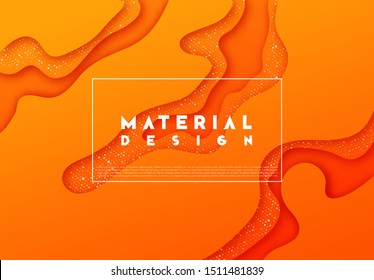Orange Minimal Abstract Liquid Background. 3d wavy texture. Dynamic art pattern.