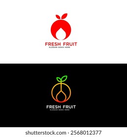 Orange minimal flat logo. Juice icon. Sweet fruit concept. Vector illustration. set logo.