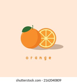 Naranja. El Estilo Plano Mínimo. Fruta minimalista. Fondo limpio. Ropa De Naranja. Ilustración vectorial moderna.