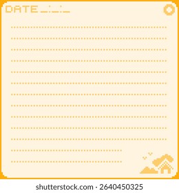 Orange Minimal Memo Note Background, Pixel Art Style