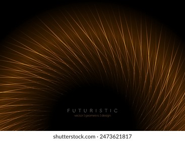 Orange minimal round glowing lines abstract futuristic tech background. Vector digital art design