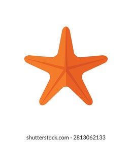 Orange Minimalist Starfish Vector Illustration Isolated on White Background for Marine Design