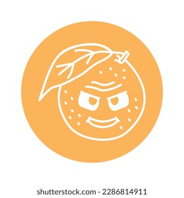 Orange with mocking emotion color line icon. Mascot of emotions. Pictogram for web page, mobile app, promo.