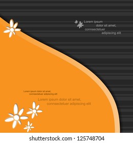 Orange modern abstract vector background with flower