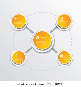 orange modern Design template / can be used for infographics / numbered banners /  cutout lines / graphic or website layout vector