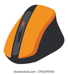 orange modern gaming mouse wireless flat color vector illustration template design