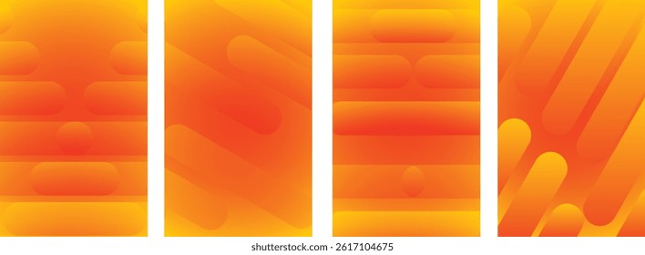 Orange  Modern gradient poster background vector set. Minimalist cover template, Creative concept of posters or covers with modern abstract design with hand drawn Orange  shapes