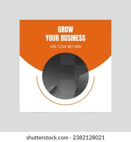 Orange modern grow your business social media cover template