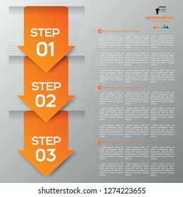Orange Modern infographic arrows. Vector design template of 3 options, steps, parts