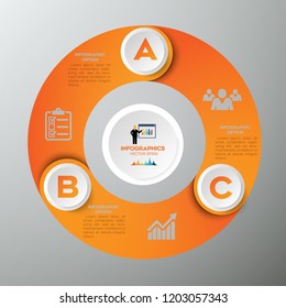 Orange Modern infographic  Vector design template of 3 options, steps,on the grey background.Eps 10 vector file.