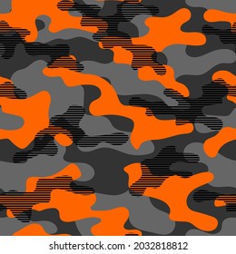 orange modern military vector camouflage print, seamless pattern for clothing headband or print.