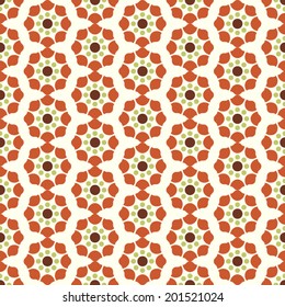 Orange modern and vintage flower pattern on pastel background. Retro blossom seamless pattern for classic or graphic design.