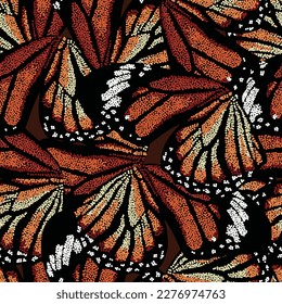 Orange Monarch Butterfly Seamless Pattern Design