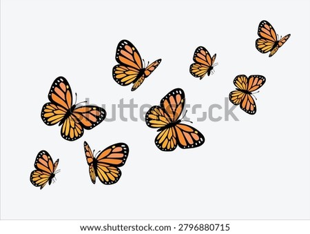 orange monarch butterfly vector design hand drawn