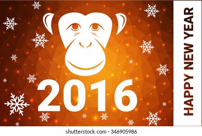 orange monkey postcard low poly background christmas vector illustration consisting of triangles.Abstract triangular polygonal origami or crystal design of New Years celebration. orange monkey postcard low poly background christmas vector illustration consisting of triangles.Abstract triangular polygonal origami or crystal design of New Years celebration.