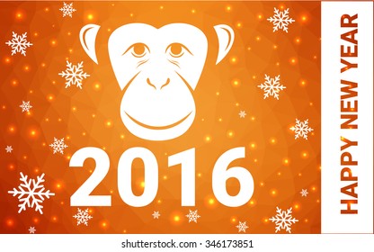 orange monkey postcard low polygon style christmas tree vector illustration consisting of triangles.Abstract triangular polygonal origami or crystal design of New Years celebration. orange monkey postcard low polygon style christmas tree vector illustration consisting of triangles.Abstract triangular polygonal origami or crystal design of New Years celebration.