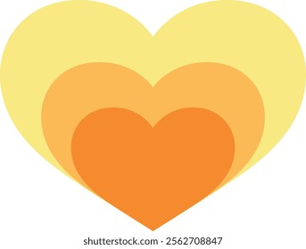 orange monochrome color heart shape, isolated on white background. heart shape vector illustration.