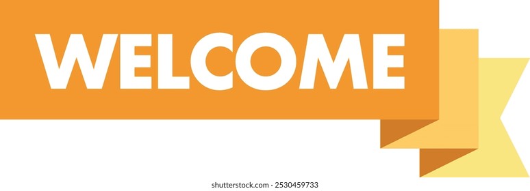 orange monochrome color ribbon with words welcome white color, welcome words vector illustration, isolated on white background.