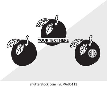 Orange Monogram, Half-Orange Printable Vector Illustration